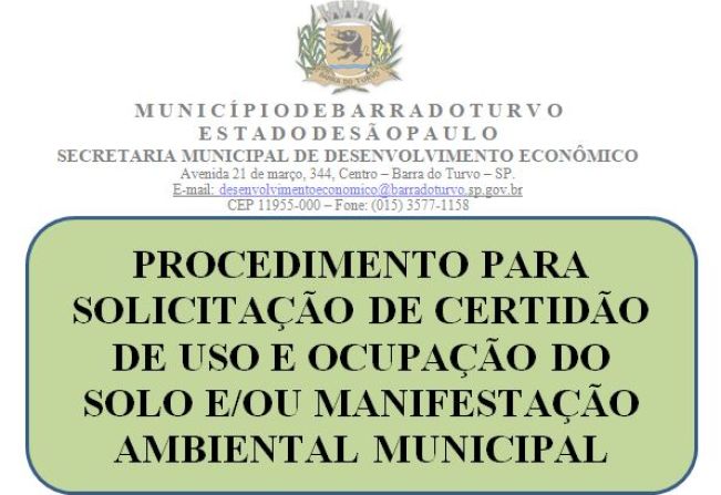 Certidão de uso e ocupação do solo e/ou Manifestação Ambiental Municipal 